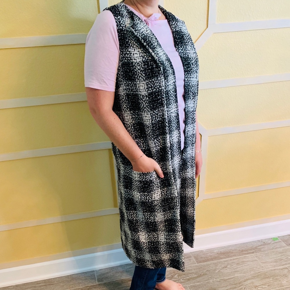 BCBGeneration Long Plaid Vest